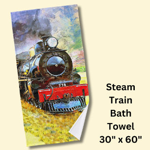 Steam Train Engine Locomotive 778 Bath Towel