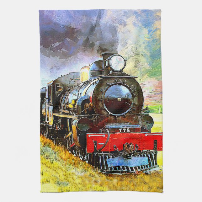 Steam Train Engine Locomotive 778    Kitchen Towel (Vertical)