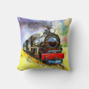 Steam Train Engine Locomotive 778 Throw Pillow