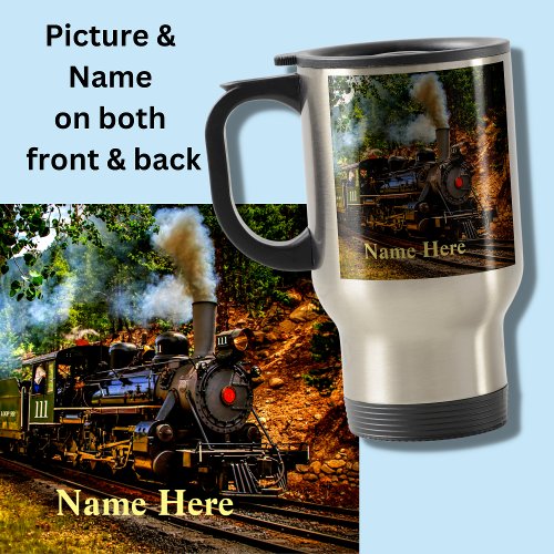 Steam Train Engine Locomotive in  the Forest Trave Travel Mug