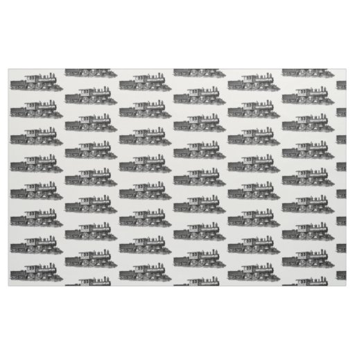 Steam Train Engine Locomotive Railroad Fabric