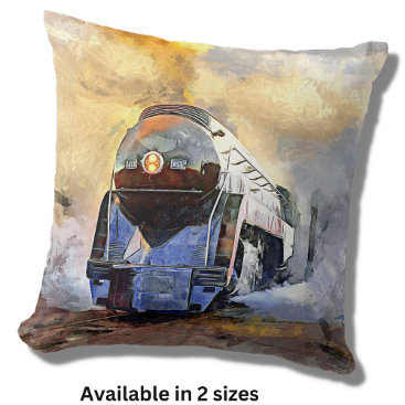 Steam Train Engine N&W 611 Locomotive in Steam Throw Pillow