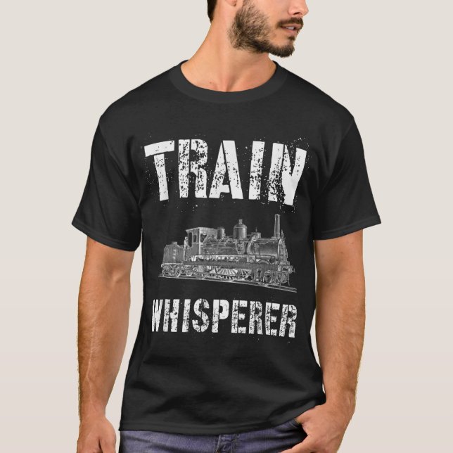 Steam Train Engineer Railfanning Model Railroad T-Shirt (Front)