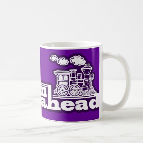 Steam train full steam ahead purple logo mug