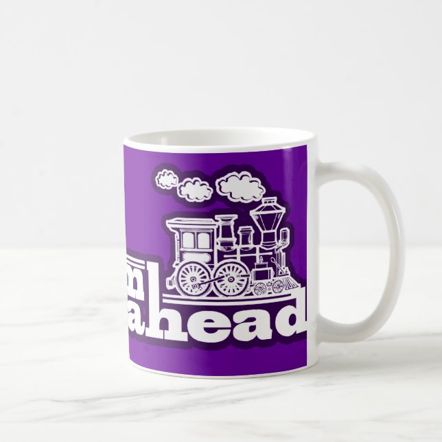Steam train full steam ahead purple logo mug (Right)