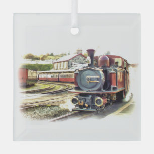 STEAM TRAIN GLASS ORNAMENT