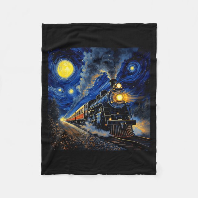 Steam Train Graphic For Men Boys Locomotive  Fleece Blanket (Front)