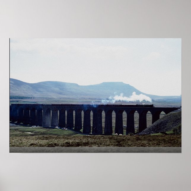 Steam train "Green Arrow" on Ribblehead Viaduct, E Poster (Front)