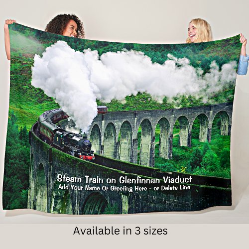 Steam Train in Glenfinnan Viaduct _ Add Name       Fleece Blanket