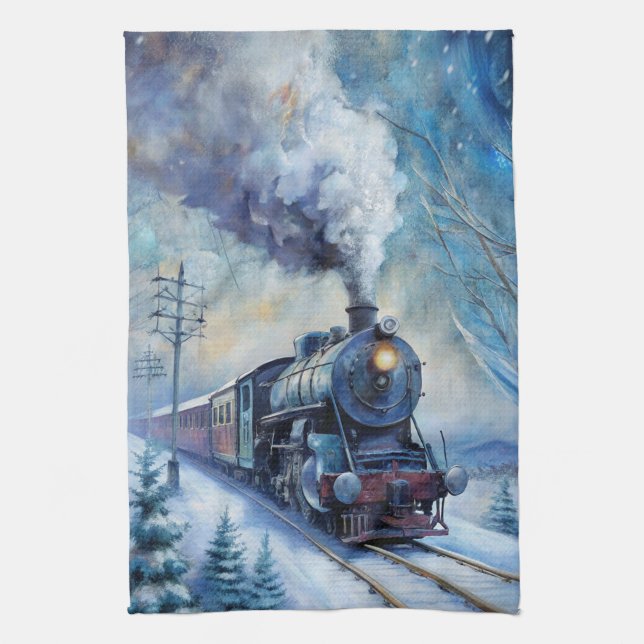 Steam Train Kitchen Towel (Vertical)