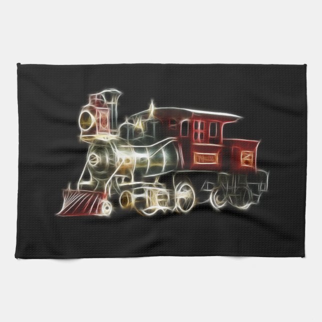 Steam Train Locomotive Engine Kitchen Towel (Horizontal)
