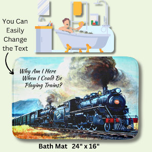 Steam Train Locomotive Engines with Text  Bath Mat