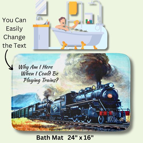 Steam Train Locomotive Engines with Text  Bath Mat