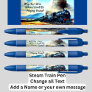 Steam Train Locomotive Engines with Text   Blue Ink Pen