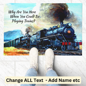 Steam Train Locomotive Engines with Text   Doormat