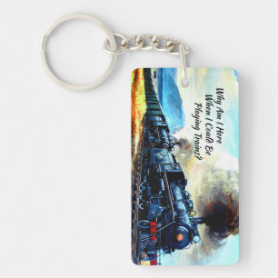 Steam Train Locomotive Engines with Text Keychain