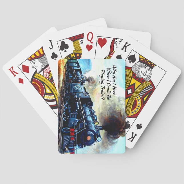 Steam Train Locomotive Engines with Text Poker Cards (Back)