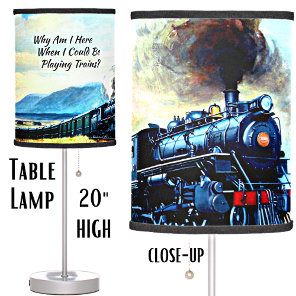 Steam Train Locomotive Engines with Text  Tripod Lamp
