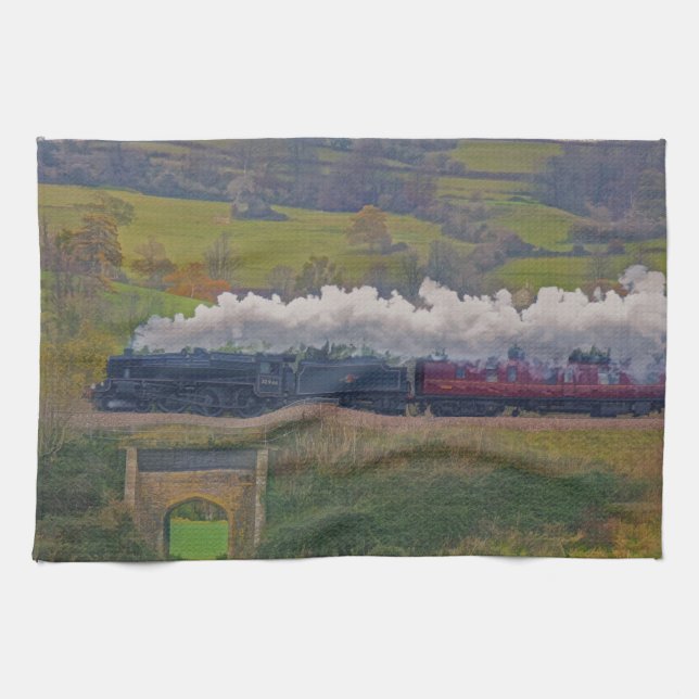 Steam Train Locomotive Railway Enthusiast Art Towel (Horizontal)
