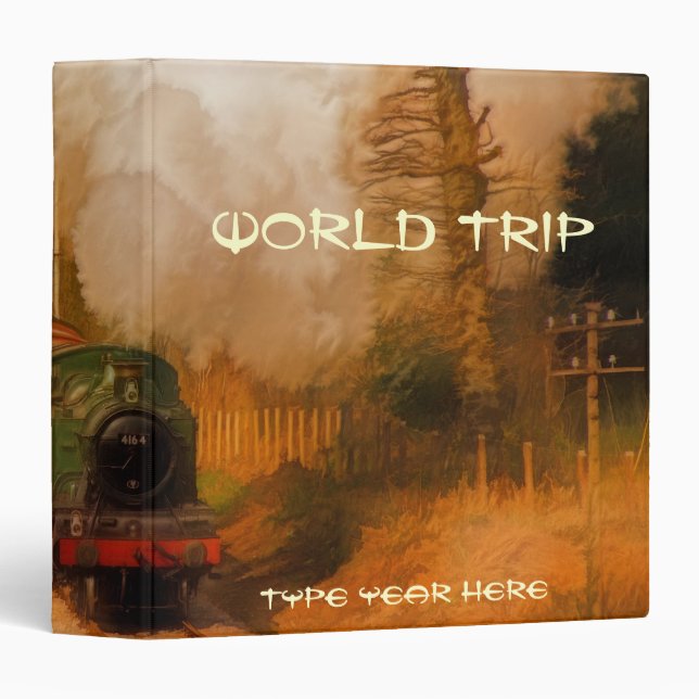Steam Train Locomotive World Trip Photo Album Binder (Front/Spine)