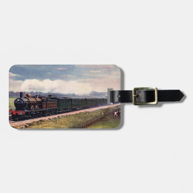 Steam Train Luggage Tag. Tag (Front Horizontal)