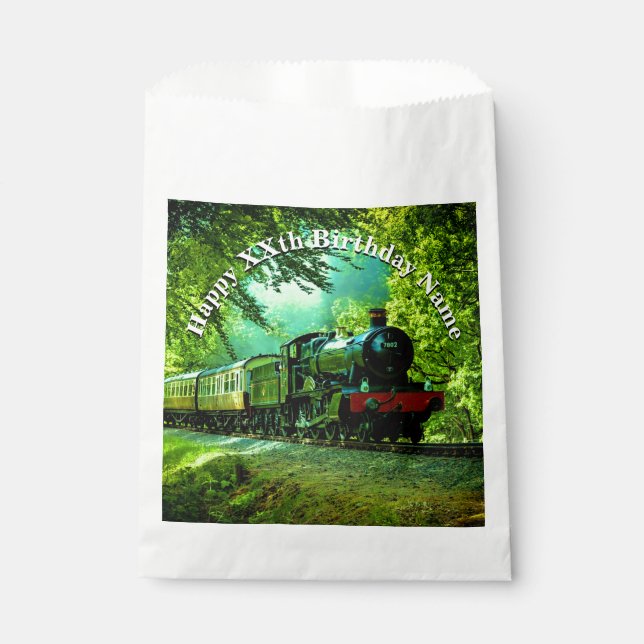 Steam Train Man's Birthday Party  Favor Bag (Front)