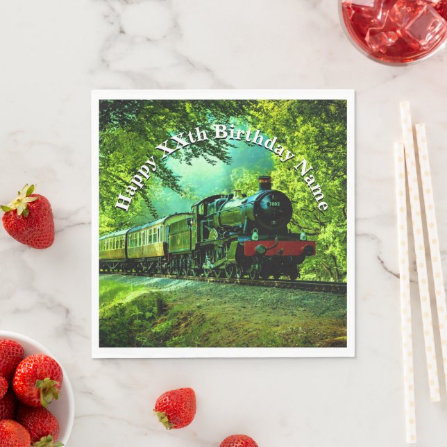 Steam Train Man's Birthday Party  Napkins (Insitu)