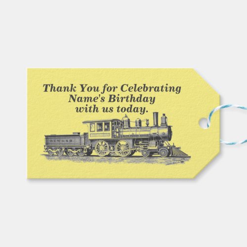 Steam Train Mans Birthday Party Thank You Gift Tags