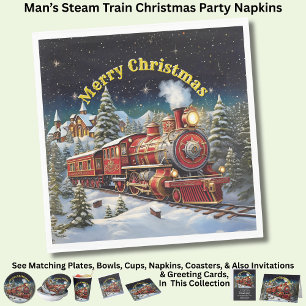 Steam Train Man's Christmas Party  Napkins