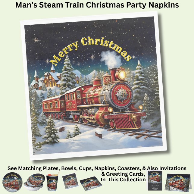 Steam Train Man's Christmas Party  Napkins (Creator Uploaded)
