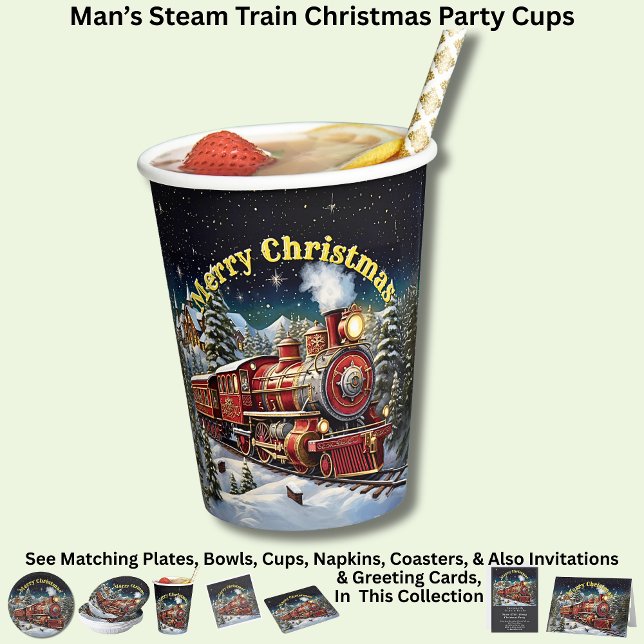 Steam Train Man's Christmas Party  Paper Cups (Creator Uploaded)