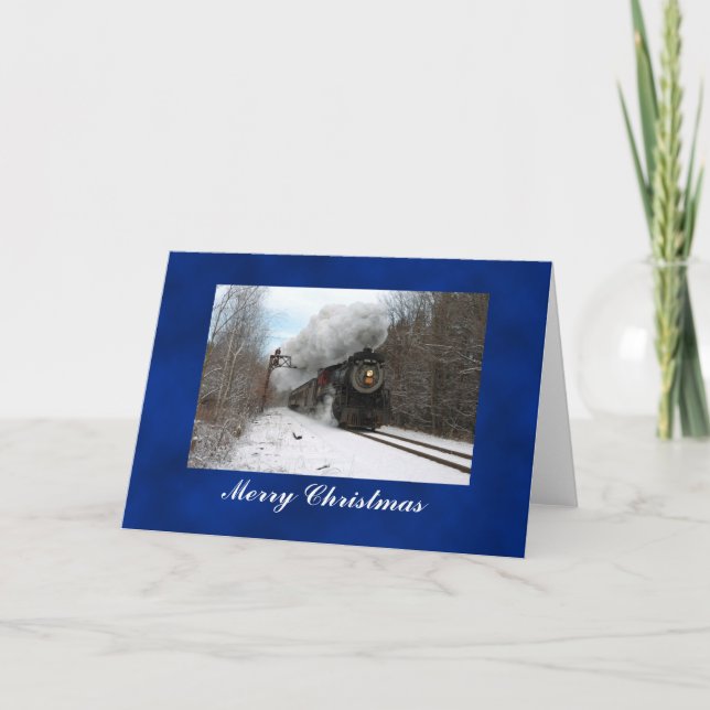 Steam Train Merry Christmas Card (Front)