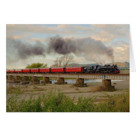 Steam Train New Zealand Countryside Photo Note (Front Horizontal)