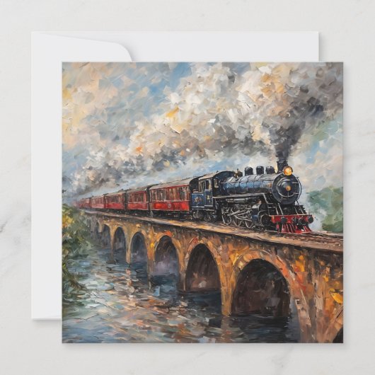 Steam Train on a Bridge - Oil Painting (Front)