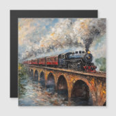 Steam Train on a Bridge - Oil Painting (Front/Back)