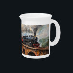 Steam Train on a Bridge - Oil Painting Beverage Pitcher<br><div class="desc">Artwork by Brady Arnold</div>