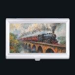Steam Train on a Bridge - Oil Painting Business Card Case<br><div class="desc">Artwork by Brady Arnold</div>