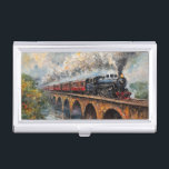 Steam Train on a Bridge - Oil Painting Business Card Case<br><div class="desc">Artwork by Brady Arnold</div>