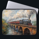 Steam Train on a Bridge - Oil Painting Laptop Sleeve<br><div class="desc">Artwork by Brady Arnold</div>
