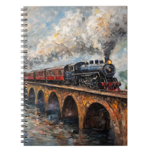 Steam Train on a Bridge - Oil Painting Notebook
