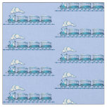 Steam Train on Light Blue  Fabric