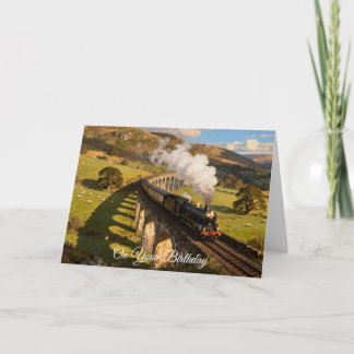 Steam Train on Viaduct Card