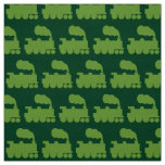 Steam Train Pattern - Avocado on Dark Green Fabric