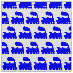 Steam Train Pattern - Blue on White Fabric