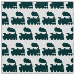 Steam Train Pattern - Dark Moss Green and White Fabric