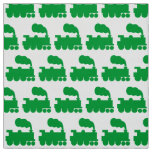 Steam Train Pattern - Grass Green and White Fabric