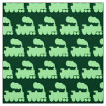 Steam Train Pattern - Mint Green on Dark Green Fabric