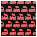 Steam Train Pattern - Tropical Pink on Black Fabric