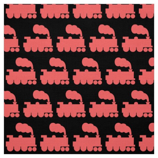 Steam Train Pattern - Tropical Pink on Black Fabric