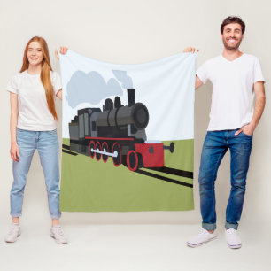 Steam Train Railroad Fleece Blanket